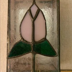 Stained glass, hinged trinket box